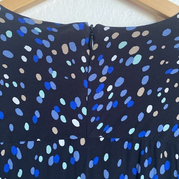 & Other Stories Navy Midi Dress w/ Multicolor Polka Dots and Wrap Waist Size 8 - Picture 8 of 14